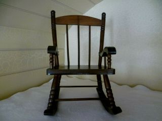 Vintage Brown Solid Wood Rocking Chair Girl Dollhouse Miniature Furniture Decor
