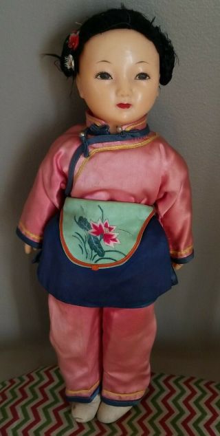 Vintage Japanese Doll 13.  5 " Very Old Rubber Face