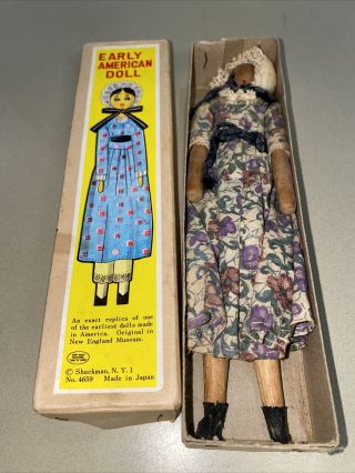 Vintage Shackman (1957) Early American Peg Doll 7.  5” Tall