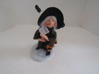 Vintage Doll Annalee Felt Painted Face 10 Inch Halloween Old Hag Witch