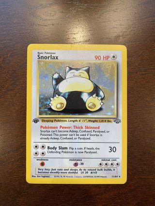 1st Edition Snorlax 11/64 Holo Rare Jungle Pokemon Card