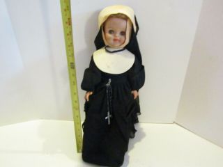 Vintage 16 Inch Vinyl Hard Plastic Doll Sleep Eyes Nun Religious Dress Clothing