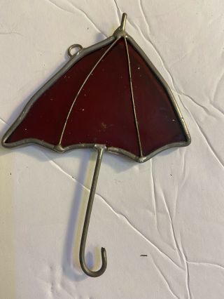 Vintage Stained Glass Hand Painted Sun Catcher Retro Umbrella ☂