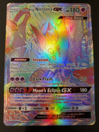 Pokemon Dawn Wings Necrozma Gx Rainbow Secret Rare 161/156 Ultra Prism