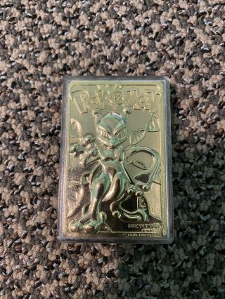 Pokemon 1999 Mewtwo Gold Metal Plated Trading Card Burger King Nintendo In Case