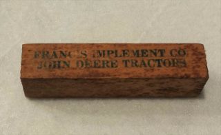 John Deere Tractors Implement Co Wood Whistle Toy Giveaway Vintage Antique