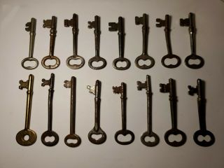 16 Antique / Vintage Solid Barrel Skeleton Keys.  2 5/8 " To 3 1/8 " Long