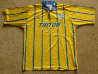 Rare Birmingham City Yellow Away Shirt 1993/94 Season Triton Showers Large Size
