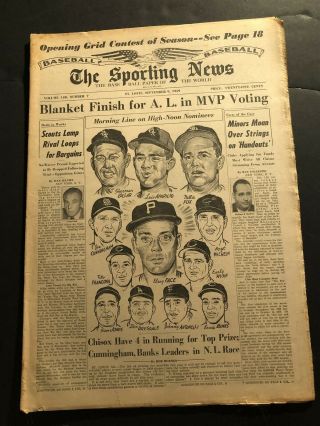 1959 Sporting News Chicago White Sox Nellie Fox Luis Aparicio Sherman Lollar Mvp