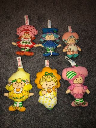 6 Vintage Strawberry Shortcake And Friends Mini Fabric Pillow Dolls Or Ornaments