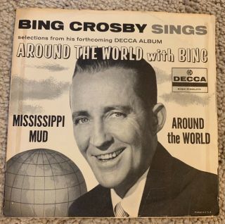 Rare Bing Crosby Vtg 1958 45 Rpm Single Decca Records Around The World Vinyl Vg