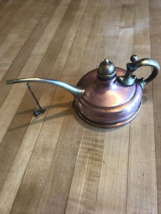 Antique Copper And Brass Oil Lamp