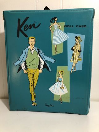 Vintage Barbie/ken Doll " Ponytail " Wardrobe Carry Case Blue 1961
