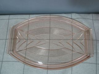 Vintage 1930 ' s Art Deco Pink Glass Curved Shape Tray 2
