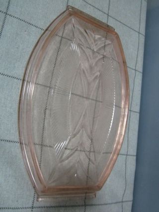 Vintage 1930 ' s Art Deco Pink Glass Curved Shape Tray 3