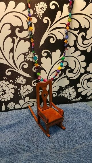 Miniature Dollhouse Furniture Wooden Rocking Chair With Heart Cut Out