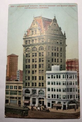 Mutual Bank Building San Francisco Ca Antique Vintage Postcard Early 1900s