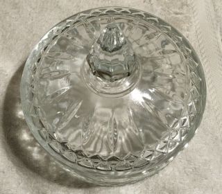 Vintage Cut Glass Candy Dish With Lid Diamonds