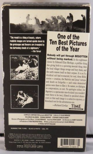 BEGOTTEN – VHS OOP – RARE World Artists - 1991 – Horror Cult ELIAS MERHIGE 2