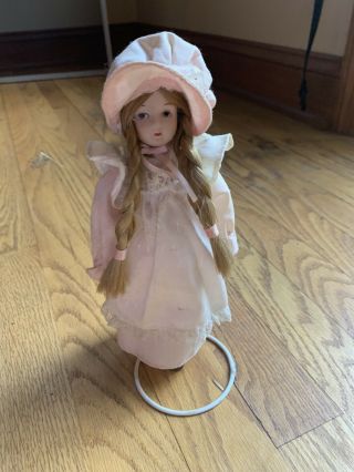 Vintage Russ Porcelain Doll With Stand,  Months To Remember,  August,  10 " Tall,