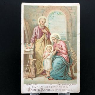 Antique Holy Prayer Card Holy Family Christian Religious Baby Jesus Mary Joseph