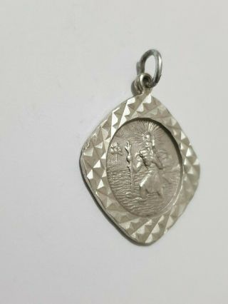 Gorgeous Antique St.  Christopher & Baby Jesus Pendant Solid Silver Unique 2