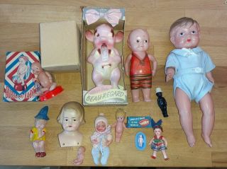 A Large Selection Of Antique Celluloid Dolls