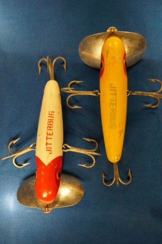2 Vintage Fred Arbogast Jitterbugs 4 1/2 " Long Musky Size In