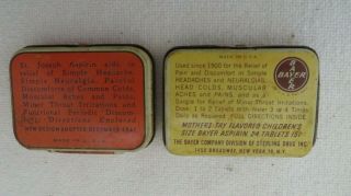 Two Antique Vintage ASPIRIN Tablets Tins Bayer and St Joseph 2