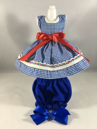 Vintage Blue Check Dress Fits Ginny,  Bloomers & Hair Bow (no Doll)