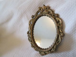 Vintage Small Oval Wall Mirror Ornate Gold Color Frame