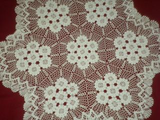 Antique&vintage Handmade White Small Cotton Crochet Lace Tablecloth Code:f201