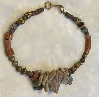 Antique/vintage Trade Bead Necklace Millefiori Venetian Glass,  Abalone,  & Coral