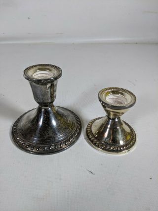 Vintage Duchin Creation Sterling Silver Weighted Candle Holders 3 1/4 " & 2 1/4 "