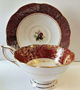 Vintage Royal Stafford Footed Tea Cup & Saucer 1988 Gorgeous