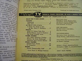 Kentucky Feb 6 1960 TV Guide HAVE GUN WILL TRAVEL Richard Boone Fred MacMurray 2
