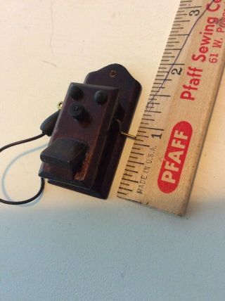 Vtg Doll House Miniature Wooden Antique Style Wall Telephone Phone Furniture