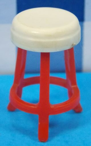 Vintage Renwal Dollhouse Furniture Red & White Swivel Stool Scale 1:16