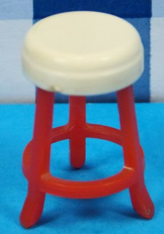 Vintage Renwal Dollhouse Furniture Red & White Swivel Stool Scale 1:16 2