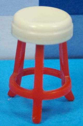 Vintage Renwal Dollhouse Furniture Red & White Swivel Stool Scale 1:16 3