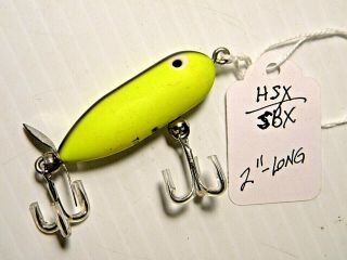 Vintage HEDDON Tiny Torpedo Fishing Lure Chartreuse/Black Black Tough Color 2
