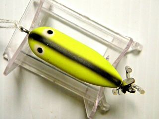 Vintage HEDDON Tiny Torpedo Fishing Lure Chartreuse/Black Black Tough Color 3