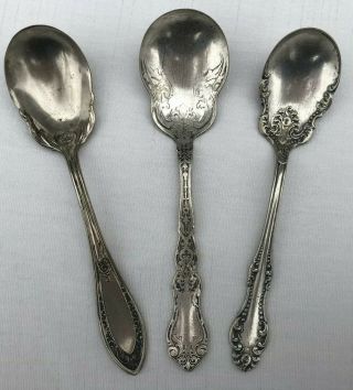 Set Of 3 Vintage Silver Plated Sugar Spoons Flatware Crafts Jewelry