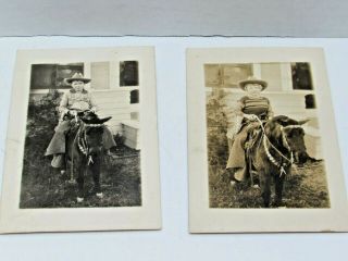 “little Cowboys” Toy Gun Boy Pony Antique Photo Los Angeles Ca.  1910s 20s 4x6