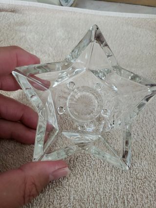 Vintage Clear Pressed Glass Star Shaped Tapered/votive Candle Holder