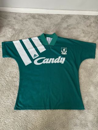 Liverpool Fc Rare 1991/92 Green Candy Away Shirt Adult 42 - 44 Chest