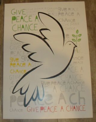 Vintage Sasha Blake Give Peace A Chance Poster -