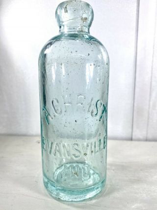 A.  Christ Evansville,  Ind.  Indiana Hutch Hutchinson Soda Bottle Antique Pop