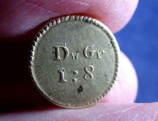Very Rare Antique Georgian Coin Weight For 1/4 Guinea Gold Coin,  Withers 1936 (j)