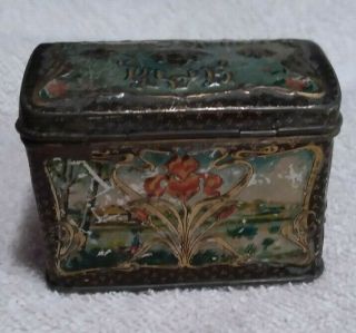 Vintage Circa 1842 Russian Imperial Hinged K C Popov Empire Antique Tea Tin